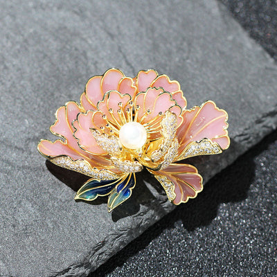 Peony Natural Freshwater Pearl Brooch