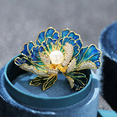 Peony Natural Freshwater Pearl Brooch