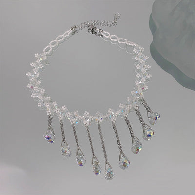 Tassel natural crystal necklace