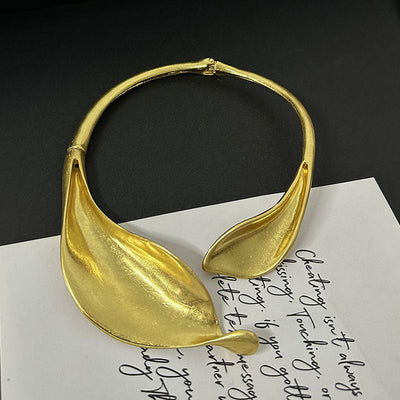 Gold Leaf Flower Collar Bracelet