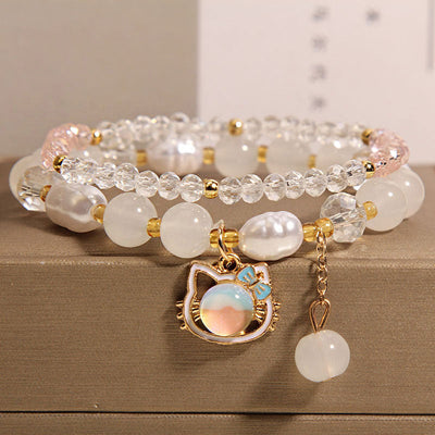 Cute cat natural crystal bracelet