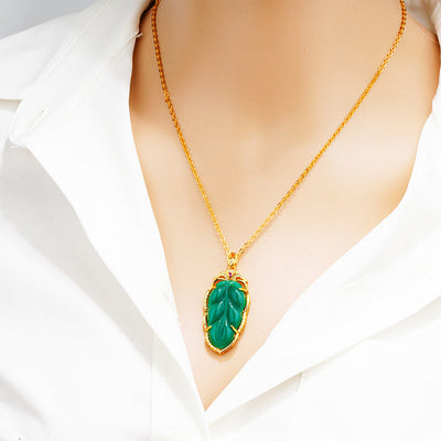 Leaf pendant natural beeswax necklace