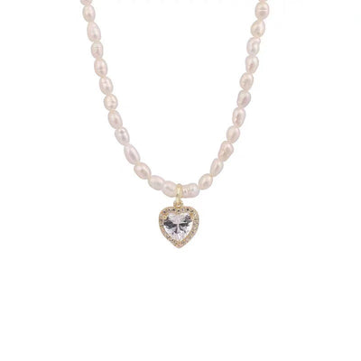 Heart pendant natural freshwater pearl necklace