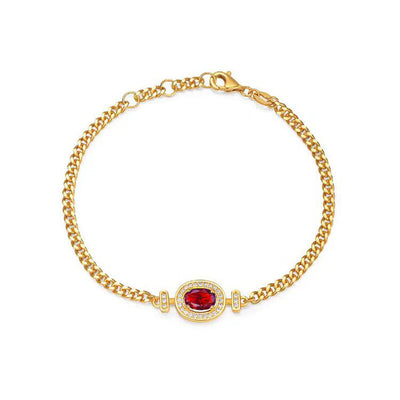 Diamond-studded Oval Natural Crystal Bracelet