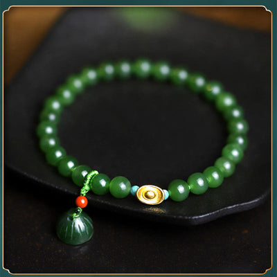 Lotus pod Natural Emerald Jade Stone Necklace