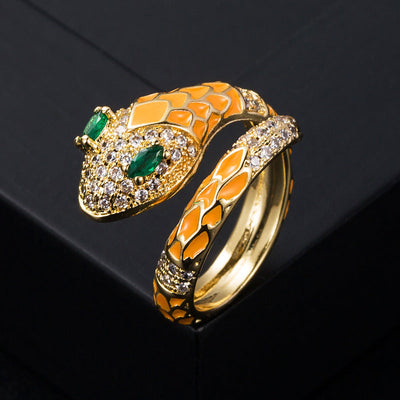 Oil drop natural crystal snake ring