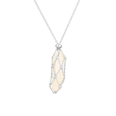 Natural crystal rough stone net pocket necklace