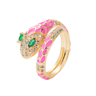 Oil drop natural crystal snake ring