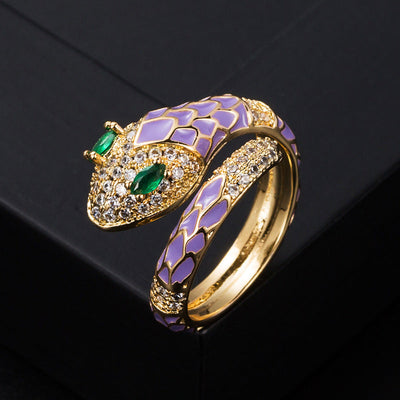 Oil drop natural crystal snake ring