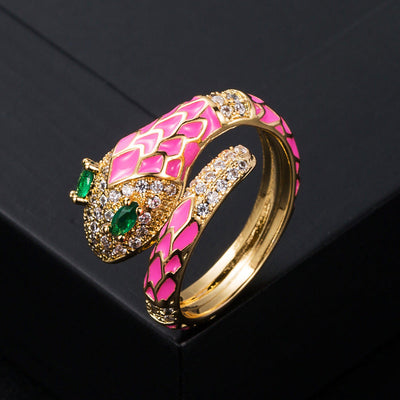 Oil drop natural crystal snake ring