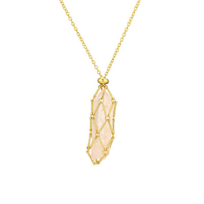 Natural crystal rough stone net pocket necklace