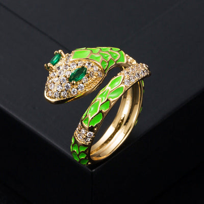 Oil drop natural crystal snake ring