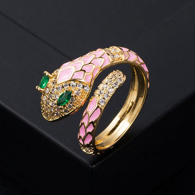 Oil drop natural crystal snake ring