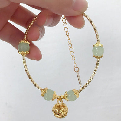 Cute Bell Natural Emerald Jade Stone Bracelet
