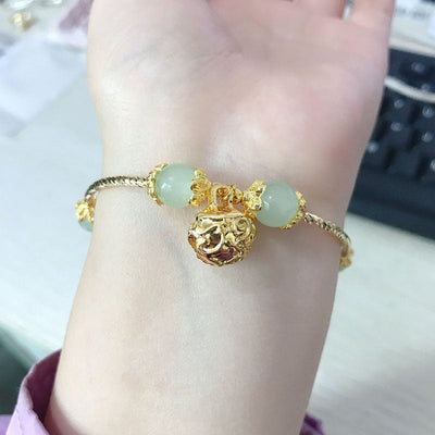 Cute Bell Natural Emerald Jade Stone Bracelet