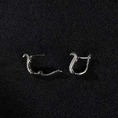 Green eye full diamond snake earrings