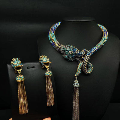 Dragon Necklace Earrings with Tassels