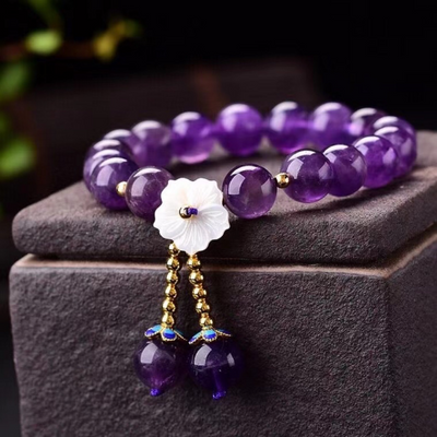Shell Flower?Amethyst Bracelet