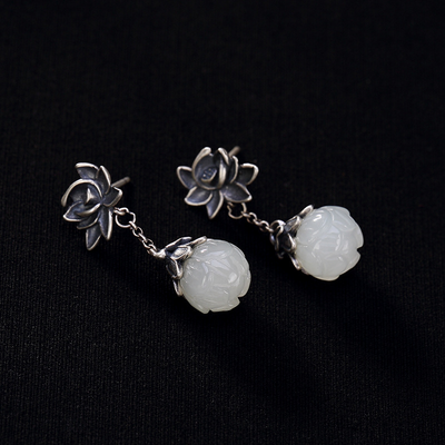 Lotus?Emerald Agate Earring