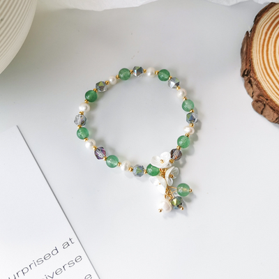 Three-petal flower ? Pearl agate bracelet