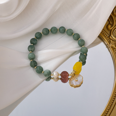 Shell ? Agate Pumpkin Bead Bracelet