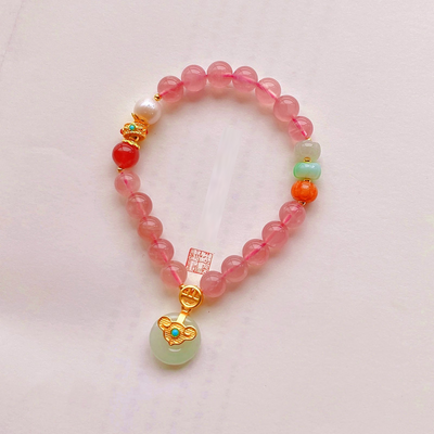 Lucky clasp ? Pink crystal jade bracelet