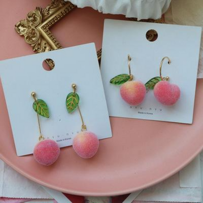 Fuzzy Peach Statement Earrings Deegnt