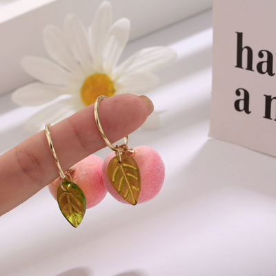 Fuzzy Peach Statement Earrings Deegnt