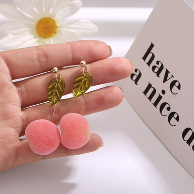 Fuzzy Peach Statement Earrings Deegnt