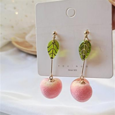 Fuzzy Peach Statement Earrings Deegnt