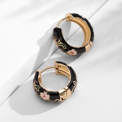 Gold Hoop Flower Earrings Deegnt