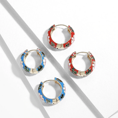 Gold Hoop Flower Earrings Deegnt