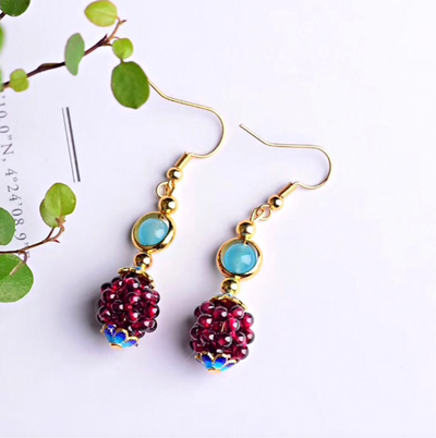 Natural Garnet Stone Blackberry Earrings Deegnt