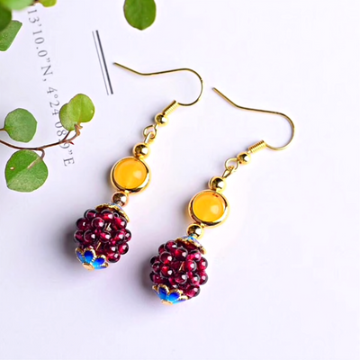 Natural Garnet Stone Blackberry Earrings Deegnt