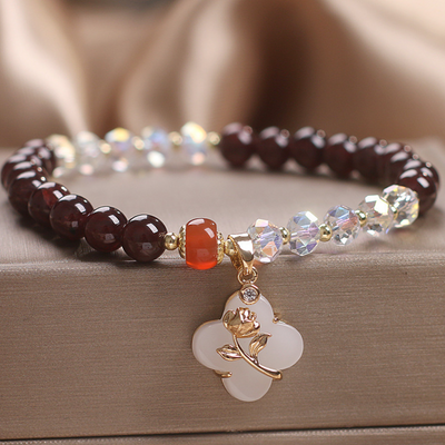 Stay Lucky • Natural Garnet & Zircon Bracelet