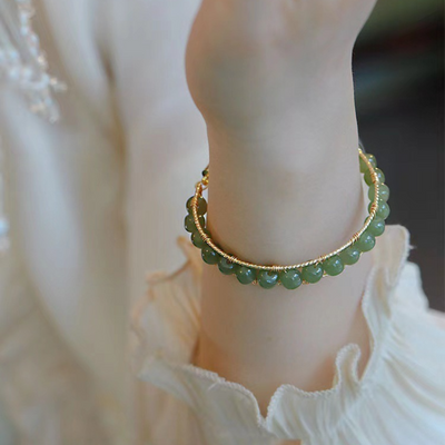 Lucky Butterfly • Emerald Jade stone bracelet