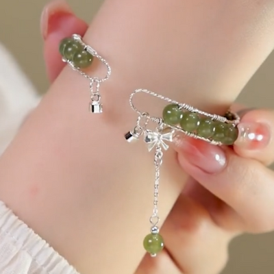 Lucky Butterfly • Emerald Jade stone bracelet