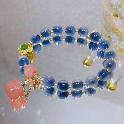 Dark Blue Salt Source Agate Bracelet