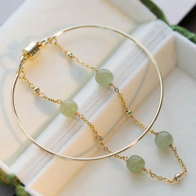 Emerald Jade stone Double Layer Fashion Bracelet