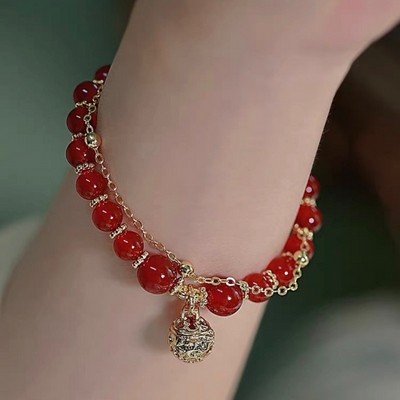Lucky Bell • Emerald Jade stone bracelet