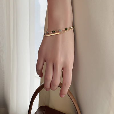Duet • Emerald Jade stone bracelet