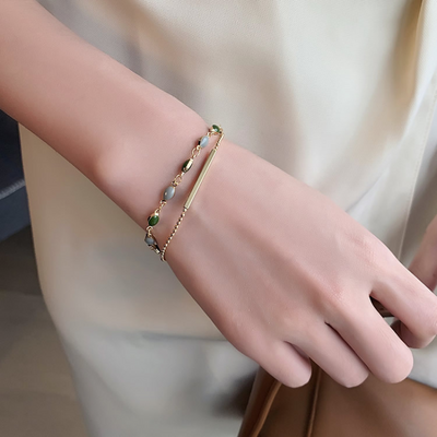 Duet • Emerald Jade stone bracelet