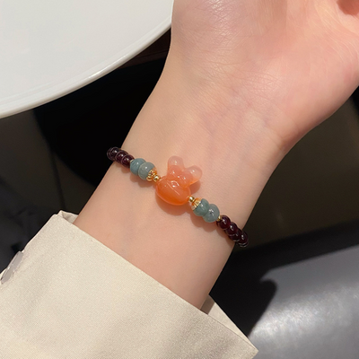 Garnet & Emerald Jade stone Bracelet
