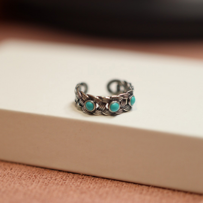 Faith • Natural Emerald Jade stone Openwork ring