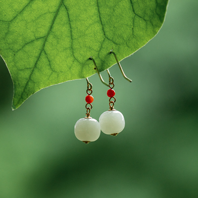 Wealth & Abundance • Natural Emerald Jade stone earrings
