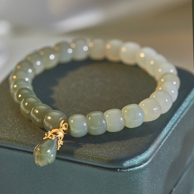 Lily of the Valley • Natural Gradient Emerald Jade stone Bracelet