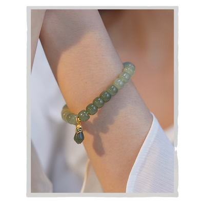 Lily of the Valley • Natural Gradient Emerald Jade stone Bracelet