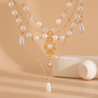 Pearl teardrop pendant clavicle necklace