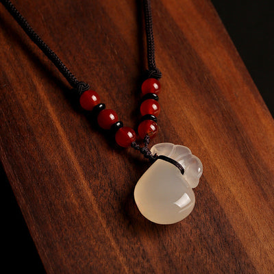 Natural Emerald Jade stone • Red Agate Necklace