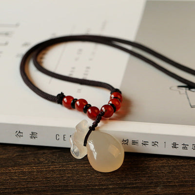 Natural Emerald Jade stone • Red Agate Necklace